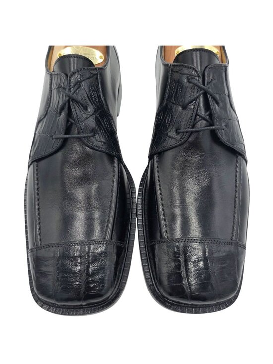 NEW Vintage Belvedere Black Exotic Crocodile Italy Dress Shoes 7.5M Square Toe main image 11